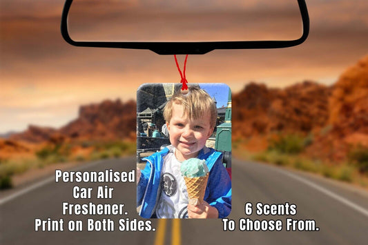 Personalised Car Air Freshener Any Picture Photo & Text and 6 Scents