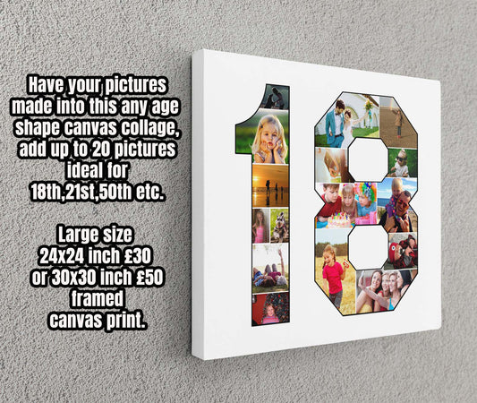 Any Age Family Collage Personalised Photo Picture To Canvas Art Print Birthday Present