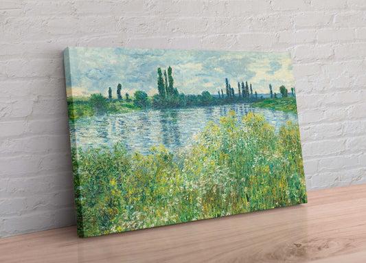 Claude Monet Banks of the Seine, Vétheuil (1880) Framed Canvas Wall Art Picture Print