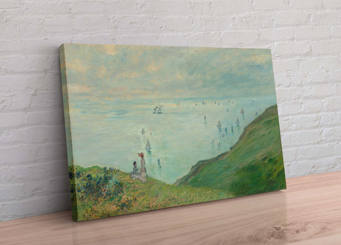 Claude Monet Cliffs at Pourville (1882) Framed Canvas Wall Art Picture Print