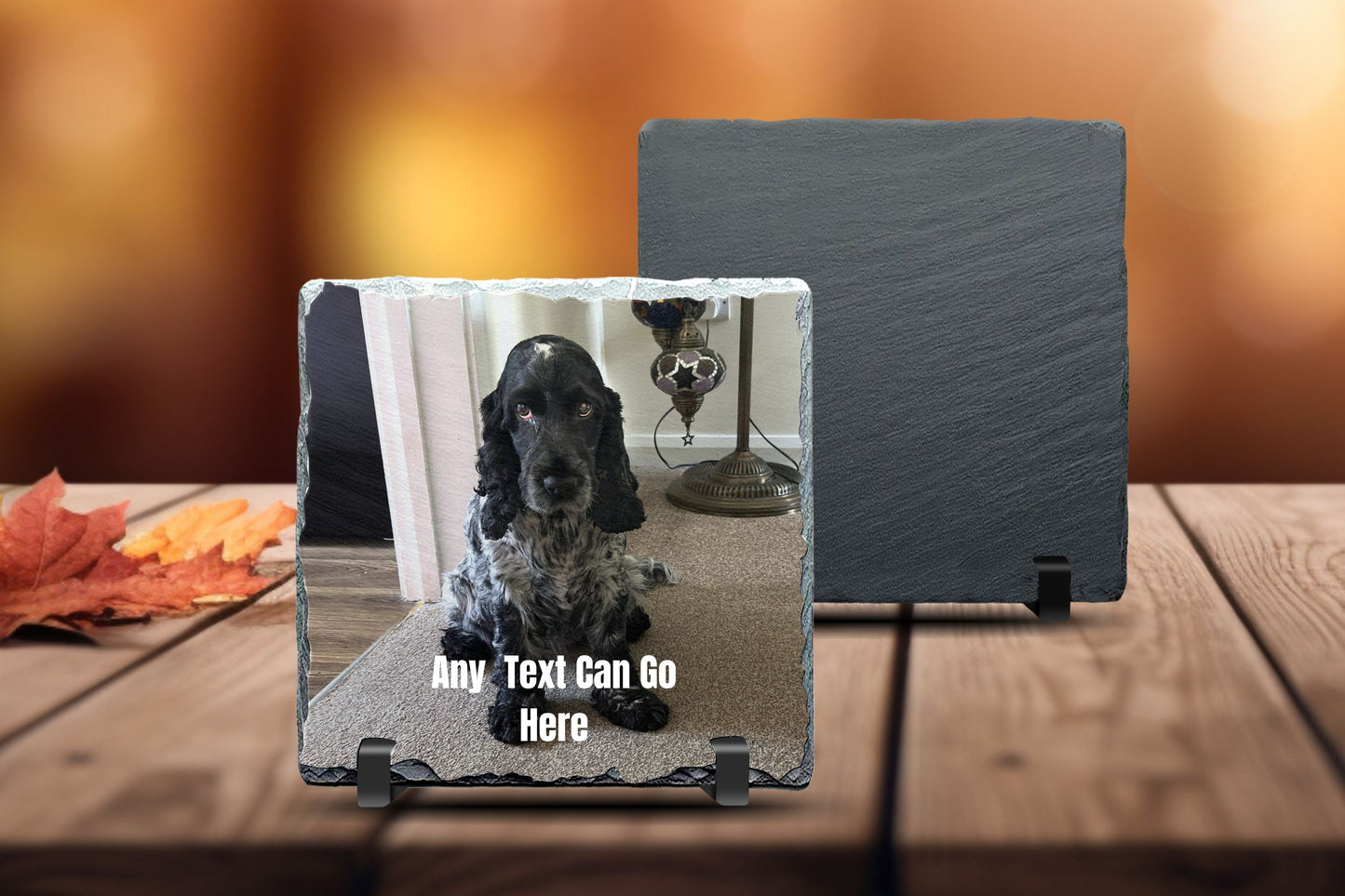 Square Personalised Photo Slate With Your Picture and Message