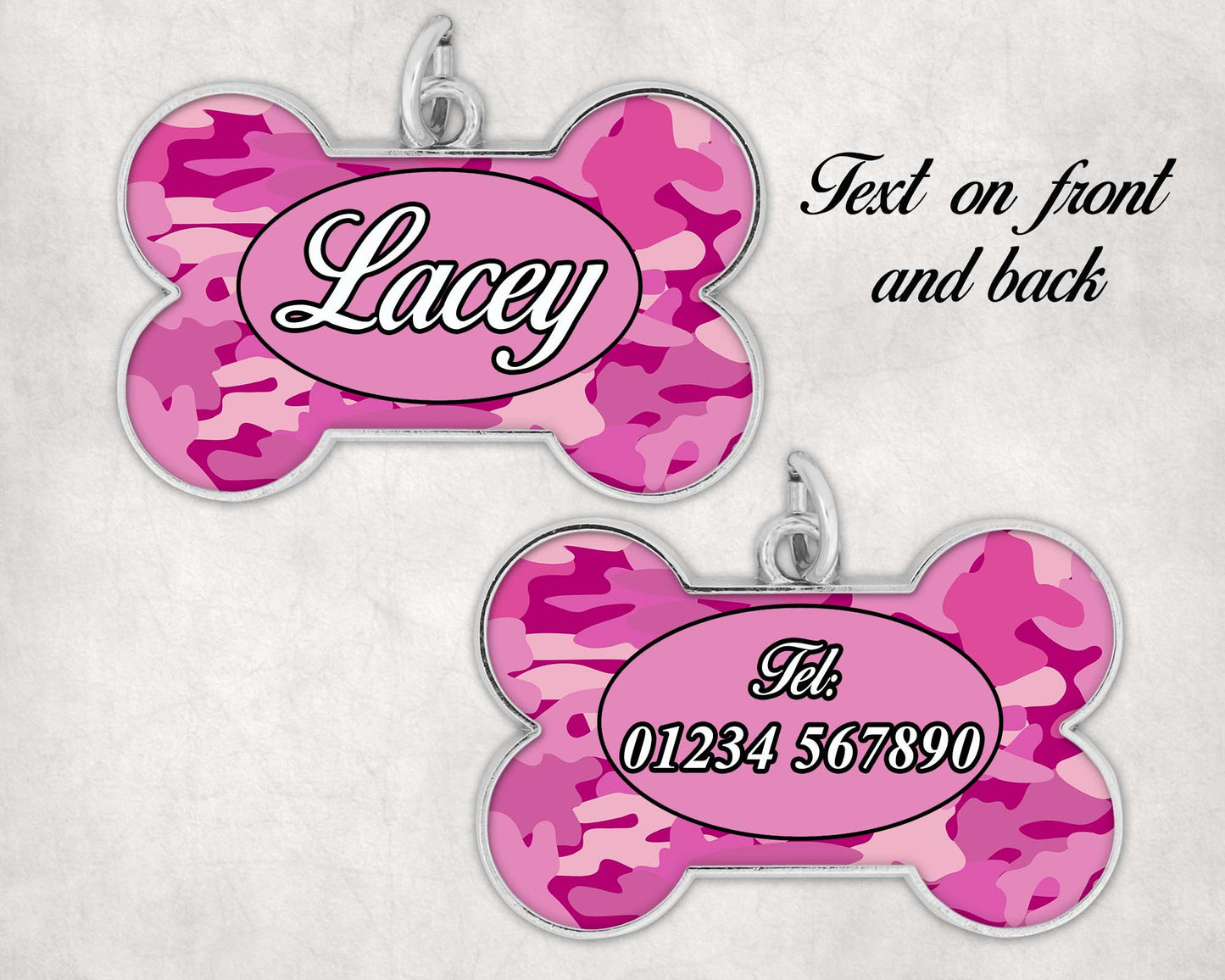 Personalised Dog Bone Tag For Collar Blue or Pink Add Any Message