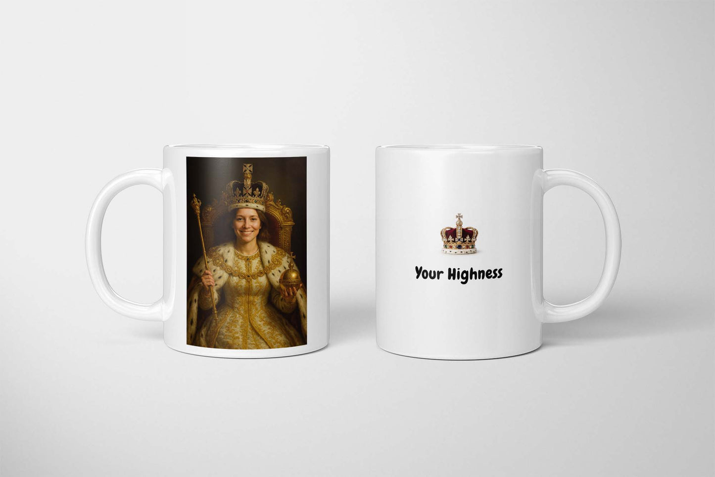 Personalised Royal Portrait Mug – Turn Your Photo into Royalty | Custom 11oz Ceramic Mug