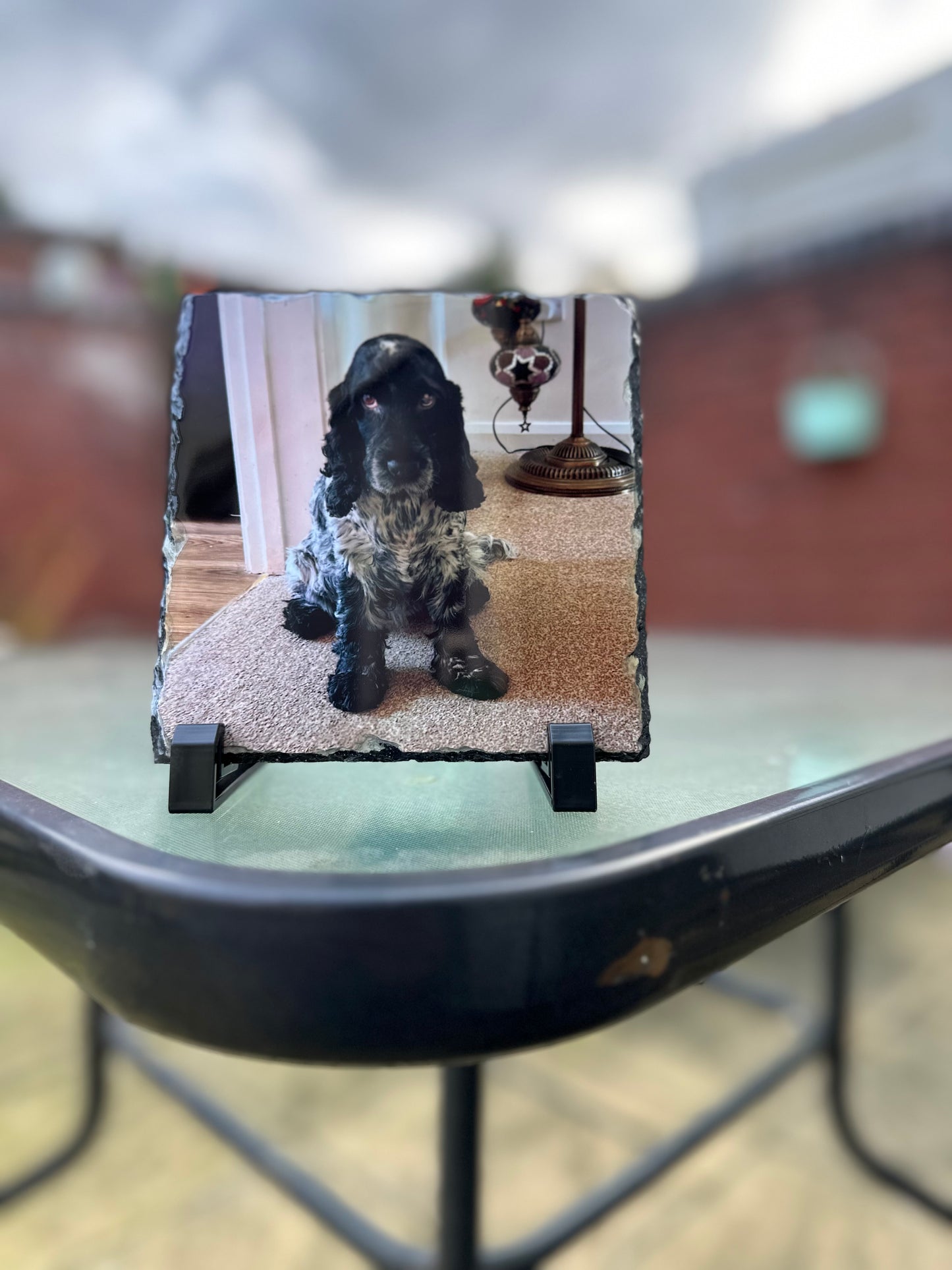 Square Personalised Photo Slate With Your Picture and Message