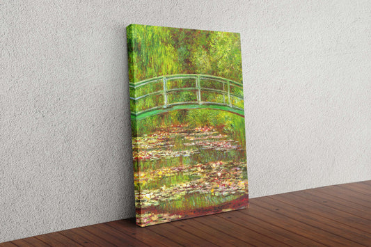 Claude Monet Japanese Bridge Sea Rose Pond Framed Canvas Wall Art Picture Print