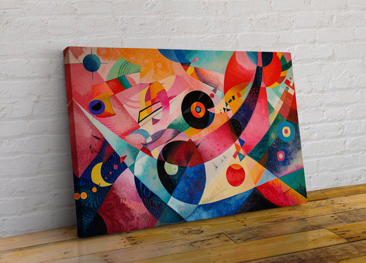 Geometric Abstract Colourful Canvas Wall Art Picture Print in Wassily Kandinsky Style