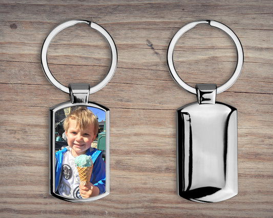 Personalised Custom PHOTO Metal Keyring Picture Fob Keychain Ideal Bespoke Gift Fathers Day