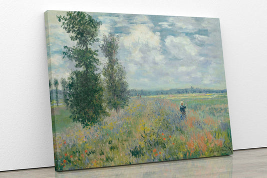 Claude Monet Poppy Fields near Argenteuil (1875) Framed Canvas Wall Art Picture Print