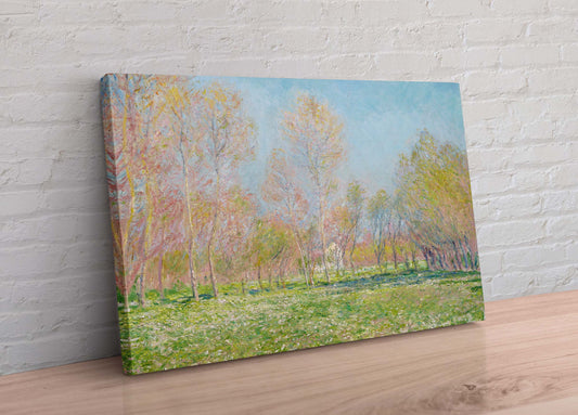 Claude Monet Spring in Giverny (1890) Framed Canvas Wall Art Picture Print