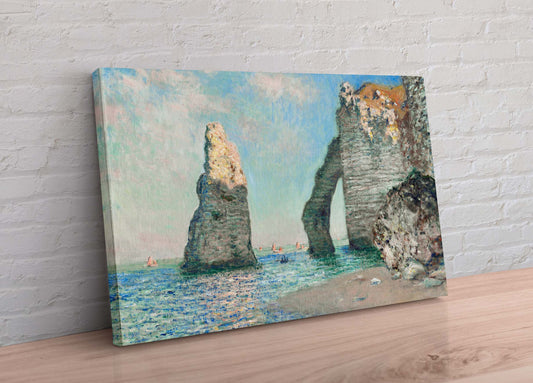 Claude Monet The Cliffs at Étretat (1885) Framed Canvas Wall Art Picture Print