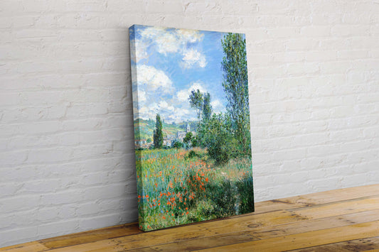 Claude Monet View of Vétheuil (1880) Framed Canvas Wall Art Picture Print